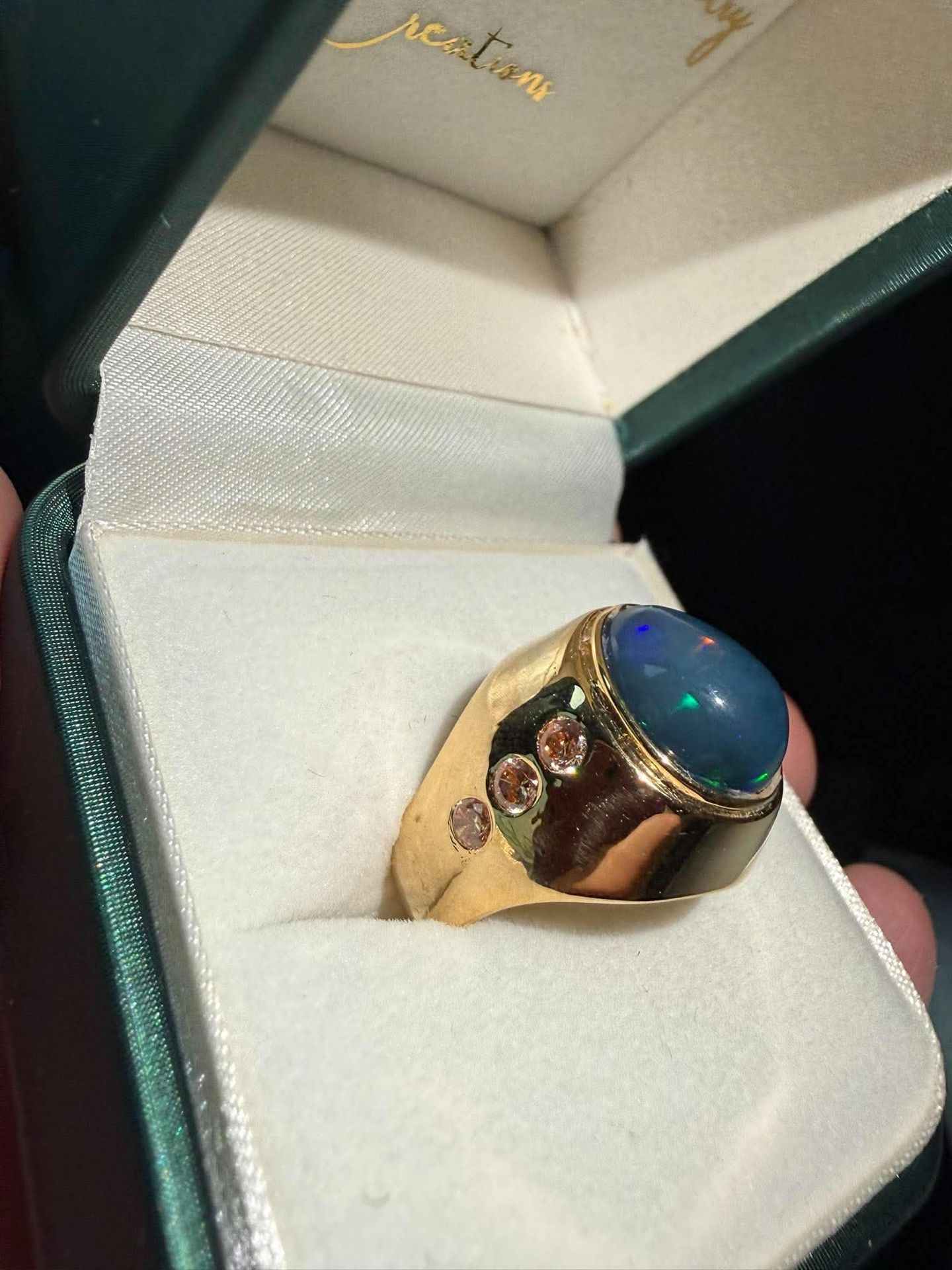 Blue stone ring in our box