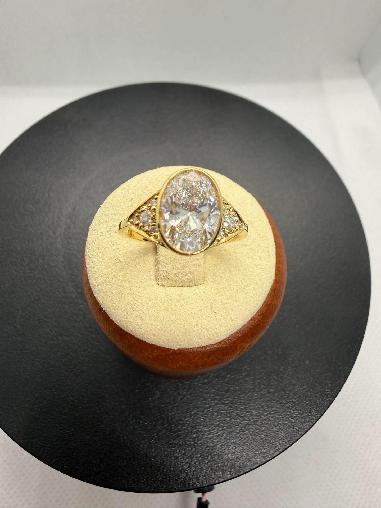 Gold ring on display